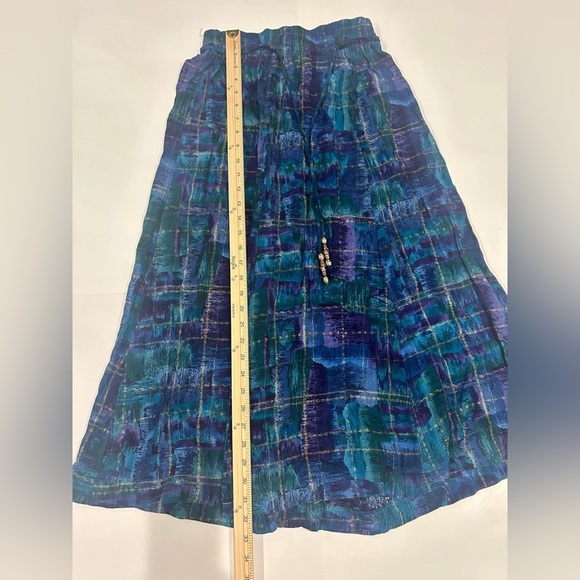Maren VTG Midi Skirt Women’s Medium Watercolor Tassels Boho Blue Purple - Picture 7 of 7